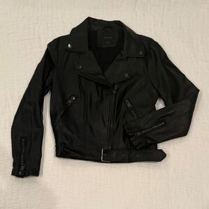 Elodie Classic Black Moto Leather Jacket